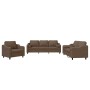 Sofa set with cushions 3 pieces brown fabric by , Sofas - Ref: Foro24-3201789, Price: 735,09 €, Discount: %