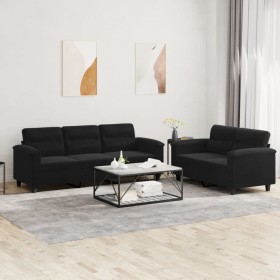 Sofa set with cushions 2 pieces black microfiber fabric by , Sofas - Ref: Foro24-3202341, Price: 560,59 €, Discount: %