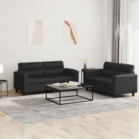 2-piece black synthetic leather sofa set with cushions by , Sofas - Ref: Foro24-3202362, Price: 478,12 €, Discount: %