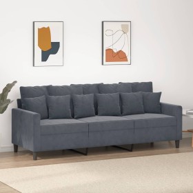 Dunkelgraues 3-Sitzer-Sofa aus Samt, 180 cm von , Sofas - Ref: Foro24-359314, Preis: 301,56 €, Rabatt: %