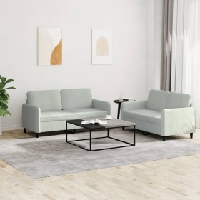 Zweiteilige Sofagarnitur aus hellgrauem Samt von , Sofas - Ref: Foro24-3201974, Preis: 422,99 €, Rabatt: %