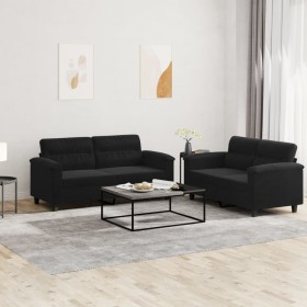 Sofa set with cushions 2 pieces black microfiber fabric by , Sofas - Ref: Foro24-3202317, Price: 497,99 €, Discount: %