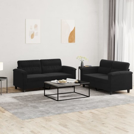 Sofagarnitur mit Kissen, 2-teilig, schwarzer Mikrofaserstoff von , Sofas - Ref: Foro24-3202317, Preis: 497,90 €, Rabatt: %