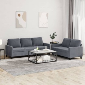 Zweiteilige Sofagarnitur aus dunkelgrauem Samt mit Kissen von , Sofas - Ref: Foro24-3201517, Preis: 546,99 €, Rabatt: %