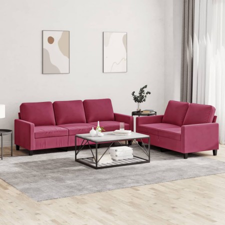 Sofagarnitur mit Kissen 2-teilig aus rotem Samt von , Sofas - Ref: Foro24-3201520, Preis: 515,99 €, Rabatt: %