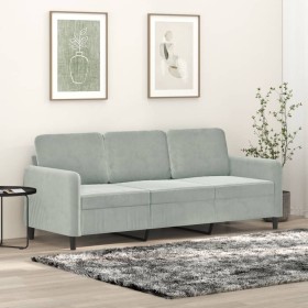 3-Sitzer-Sofa aus hellgrauem Samt, 180 cm von , Sofas - Ref: Foro24-359452, Preis: 247,08 €, Rabatt: %