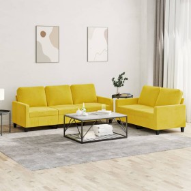 Yellow velvet 2-piece sofa set with cushions by , Sofas - Ref: Foro24-3201522, Price: 515,36 €, Discount: %