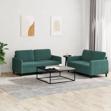 Dark green velvet 2-piece sofa set by , Sofas - Ref: Foro24-3201976, Price: 469,93 €, Discount: %