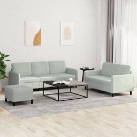 Light gray velvet 3-piece sofa set by , Sofas - Ref: Foro24-3202024, Price: 505,83 €, Discount: %