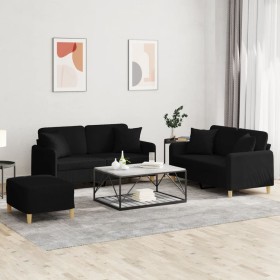 3-piece black fabric sofa set with cushions by , Sofas - Ref: Foro24-3202114, Price: 531,59 €, Discount: %