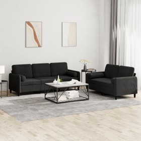 2-piece black velvet sofa set with cushions by , Sofas - Ref: Foro24-3202039, Price: 558,48 €, Discount: %