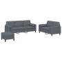 Dark gray velvet 3-piece sofa set with cushions by , Sofas - Ref: Foro24-3202045, Price: 564,14 €, Discount: %