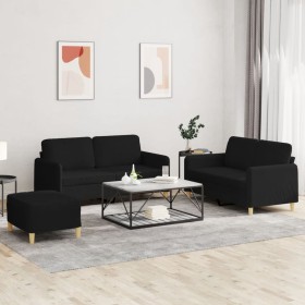 Sofagarnitur mit Kissen 3-teilig aus schwarzem Stoff von , Sofas - Ref: Foro24-3202098, Preis: 506,65 €, Rabatt: %