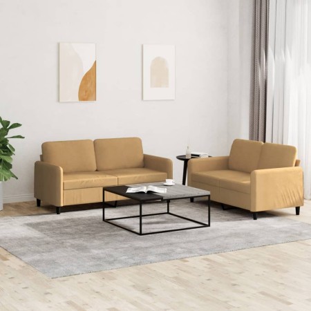 Brown velvet 2-piece sofa set by , Sofas - Ref: Foro24-3201981, Price: 467,31 €, Discount: %