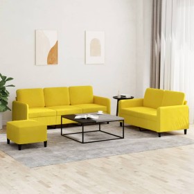 Juego de sofás 3 piezas terciopelo amarillo de , Sofás - Ref: Foro24-3202030, Precio: 575,65 €, Descuento: %