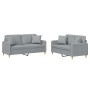 Sofa set with cushions 2 pieces light gray fabric by , Sofas - Ref: Foro24-3202102, Price: 462,58 €, Discount: %