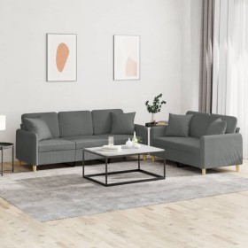 Sofagarnitur mit Kissen 2-teilig aus dunkelgrauem Stoff von , Sofas - Ref: Foro24-3202135, Preis: 512,99 €, Rabatt: %