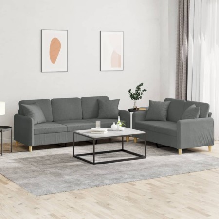 Sofagarnitur mit Kissen 2-teilig aus dunkelgrauem Stoff von , Sofas - Ref: Foro24-3202135, Preis: 519,27 €, Rabatt: %