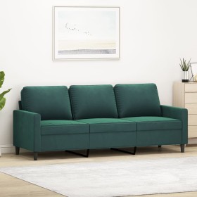 Dark green velvet 3-seater sofa 180 cm by , Sofas - Ref: Foro24-359211, Price: 295,36 €, Discount: %