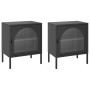 Mesitas de noche 2 unidades vidrio y acero negro 50x35x60 cm de , Mesitas de noche - Ref: Foro24-3211825, Precio: 211,99 €, D...