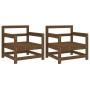 Garden armchairs 2 units solid honey brown pine wood by , Modular outdoor sofas - Ref: Foro24-825495, Price: 148,99 €, Discou...