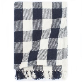 Navy blue cotton checkered blanket 220x250 cm by vidaXL, Blankets - Ref: Foro24-133790, Price: 28,92 €, Discount: %