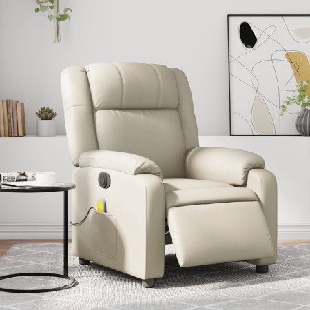 Sillón de masaje reclinable eléctrico cuero sintético crema de , Sillones - Ref: Foro24-3205144, Precio: 291,57 €, Descuento: %