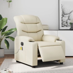 Sillón de masaje reclinable eléctrico cuero sintético crema de , Sillones - Ref: Foro24-3206593, Precio: 302,50 €, Descuento: %