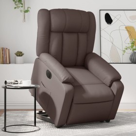 Sillón reclinable elevable eléctrico de cuero sintético marrón de , Sillones - Ref: Foro24-3205280, Precio: 365,99 €, Descuen...