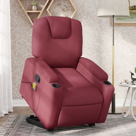 Sillón reclinable de masaje elevable tela rojo tinto de , Sillones - Ref: Foro24-3204383, Precio: 266,99 €, Descuento: %