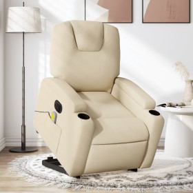 Liftable reclining electric massage chair cream fabric by , Armchairs - Ref: Foro24-3204413, Price: 340,99 €, Discount: %