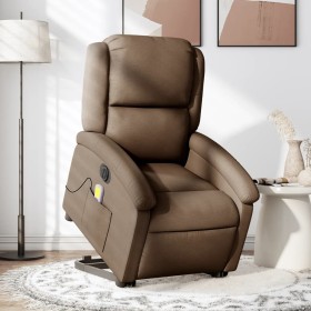 Sillón de masaje eléctrico reclinable elevable tela marrón de , Sillones - Ref: Foro24-3204204, Precio: 329,74 €, Descuento: %