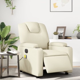 Cream synthetic leather electric reclining massage chair by , Armchairs - Ref: Foro24-3204424, Price: 263,02 €, Discount: %