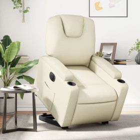 Sillón reclinable elevable eléctrico de cuero sintético crema de , Sillones - Ref: Foro24-3204445, Precio: 298,68 €, Descuent...