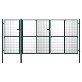 Puerta de jardín de acero verde 400x150 cm de vidaXL, Puertas de jardín - Ref: Foro24-144313, Precio: 621,84 €, Descuento: %