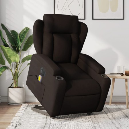 Sillón masaje eléctrico reclinable elevable tela marrón oscuro de , Sillones - Ref: Foro24-3204523, Precio: 344,79 €, Descuen...