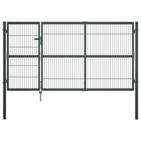 Garden fence gate with anthracite steel posts 350x140 cm by vidaXL, garden gates - Ref: Foro24-144401, Price: 549,99 €, Disco...