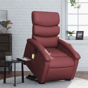 Sillón reclinable de masaje de pie cuero artificial rojo tinto de , Sillones - Ref: Foro24-3204051, Precio: 269,06 €, Descuen...