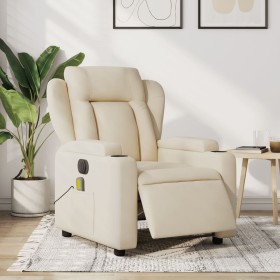 Sillón reclinable de masaje eléctrico tela color crema de , Sillones - Ref: Foro24-3204479, Precio: 279,52 €, Descuento: %