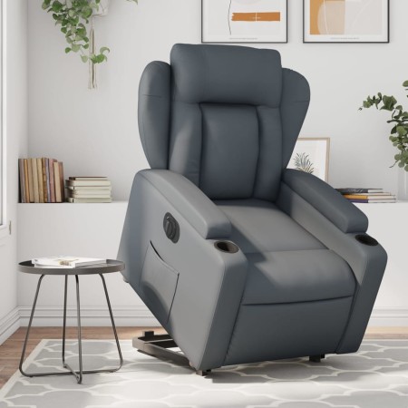 Sillón reclinable elevable eléctrico de cuero sintético gris de , Sillones - Ref: Foro24-3204561, Precio: 351,71 €, Descuento: %