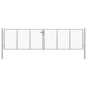 Silver galvanized steel garden gate 415x150 cm by vidaXL, garden gates - Ref: Foro24-144299, Price: 359,88 €, Discount: %