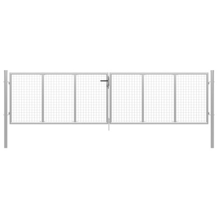 Silver galvanized steel garden gate 415x150 cm by vidaXL, garden gates - Ref: Foro24-144299, Price: 360,25 €, Discount: %