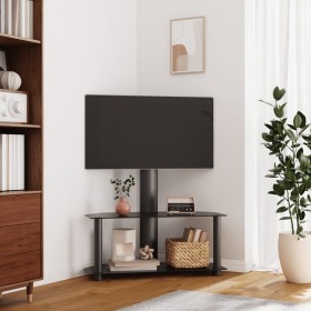 Corner TV cabinet 2 levels for 32-70 inches black by , TV Furniture - Ref: Foro24-358166, Price: 88,99 €, Discount: %