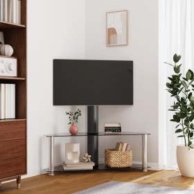 Corner TV cabinet 2 levels for 32-70 inches black silver by , TV Furniture - Ref: Foro24-358170, Price: 88,04 €, Discount: %