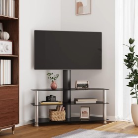 Corner TV cabinet 3 levels for 32-70 inches black silver by , TV Furniture - Ref: Foro24-358179, Price: 121,80 €, Discount: %