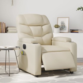 Sillón de masaje reclinable eléctrico cuero sintético crema de , Sillones - Ref: Foro24-3204652, Precio: 289,99 €, Descuento: %