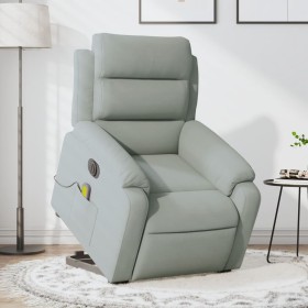 Light gray velvet liftable reclining massage chair by , Armchairs - Ref: Foro24-3205125, Price: 331,23 €, Discount: %