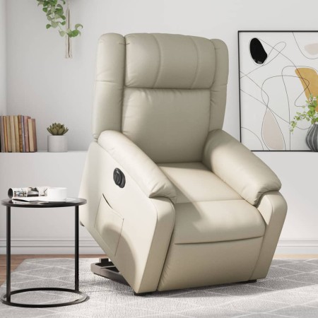 Sillón reclinable elevable eléctrico de cuero sintético crema de , Sillones - Ref: Foro24-3205165, Precio: 327,03 €, Descuent...