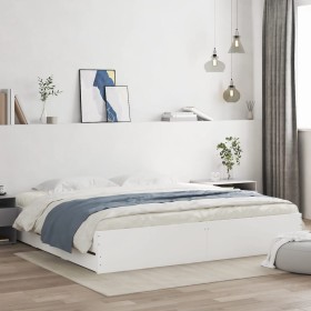 White engineered wood bed frame with drawers 200x200 cm by , Beds and slatted bases - Ref: Foro24-3207245, Price: 194,40 €, D...