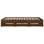 Cama con cajones madera ingeniería marrón roble 200x200 cm de , Camas y somieres - Ref: Foro24-3207251, Precio: 219,28 €, Des...